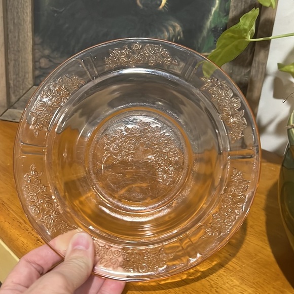 Vintage Federal Pink Depression Glass Sharon Cabbage Rose 7.5 Butter Dish no lid - Picture 2 of 5